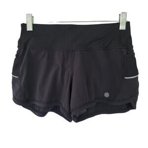 Athleta Running Shorts Black Women Size XXS Athletic Quick Dry Reflective Logo